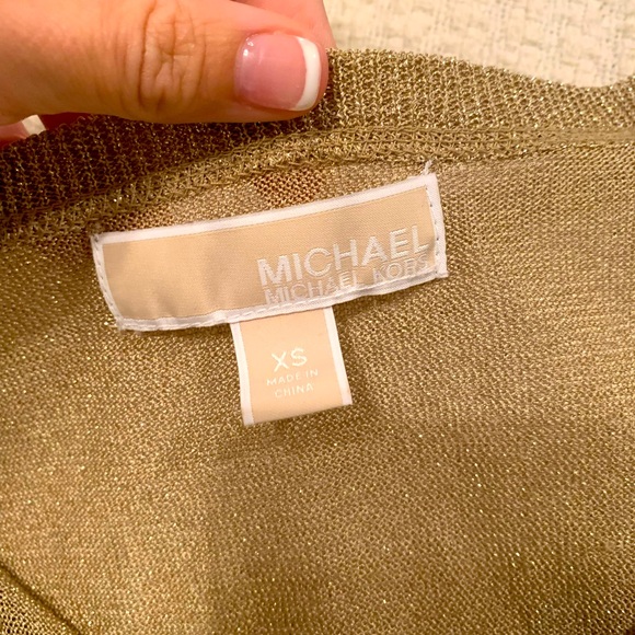 NOT FOR SALE Michael Kors long Sleeve Gold Metallic Henley - Picture 2 of 5